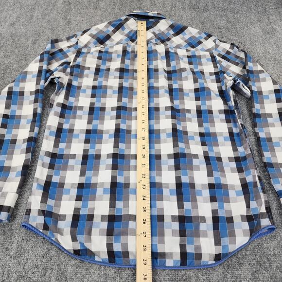 Ted Lapidus Shirt Mens Medium Geometric Check Long Sleeve Casual Button Down - Picture 6 of 16